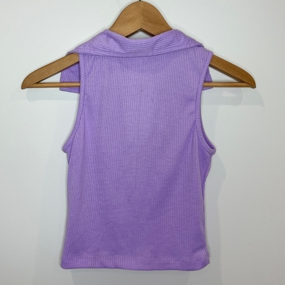 SSS Purple Sleeveless Collared Crop Top (XS) - Picture 4 of 6